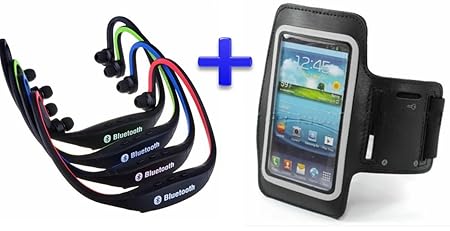 Kabellose Bluetooth-Kopfhörer (rot) + Sportarmband aus Neopren (schwarz) für Smartphone Cubot P9 Für Laufen/Rennen/Sport