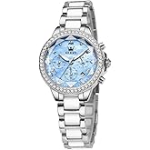 OLEVS Women's Rose Gold Automatic Watches Skeleton Mechanical Ladies Elegant Luxury Wristwatch Diamond Ceramic Band Butterfly Self Winding Dress Watch