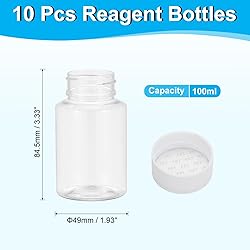 PATIKIL 10 Pcs 100ml Reagent Bottles, PET Wide