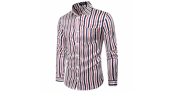 GK Hombre Camisa Moda Casual Camisa de Vestir Slim Fit Rayas Verticales  Brillantes Hombres Salvajes, Las Camisas de Rayas Rojas y Azules, M. :  Amazon.es: Ropa