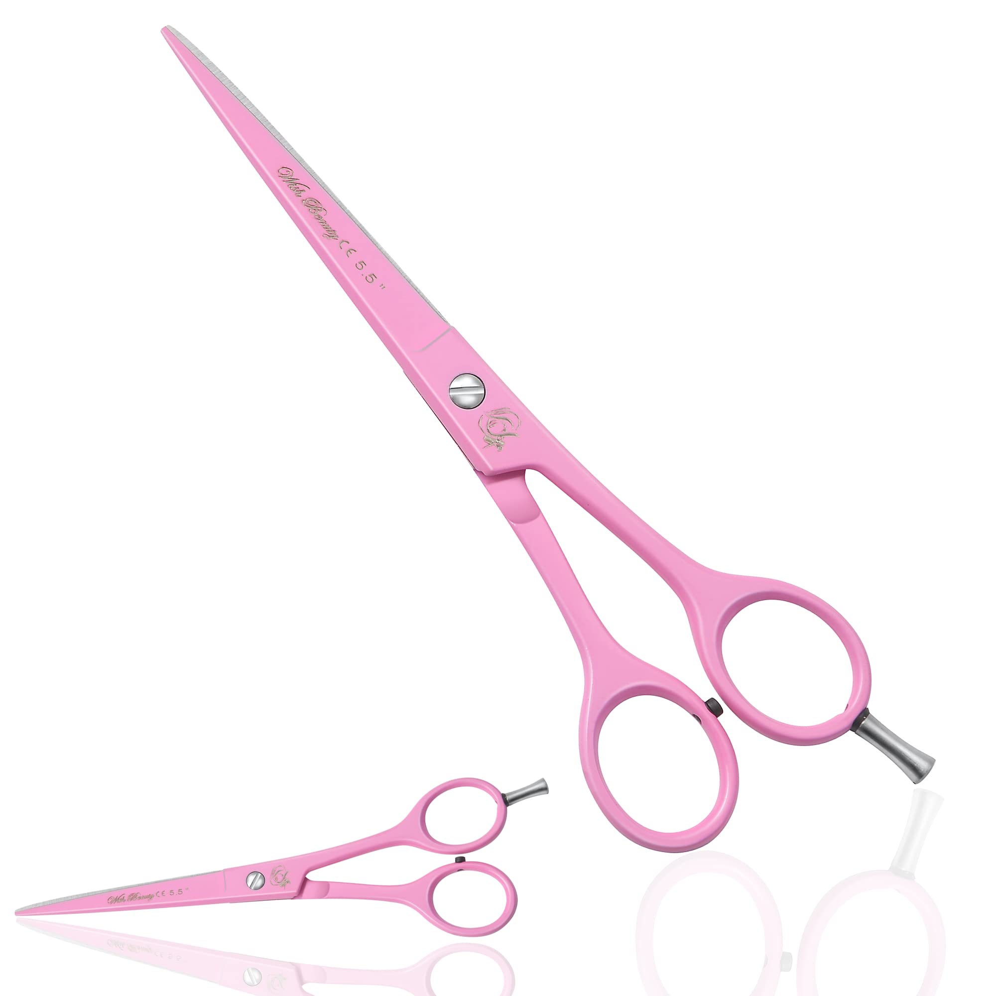 Pink Professional Barber Hairdressing Scissors THINNING Hair Cutting Shears Set+ CASE (Pink Scissors 5.5")