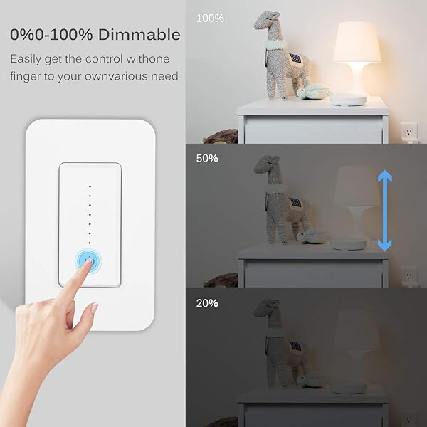 Control continuo Regulador KKmoon Wifi Smart Dimmer Switch Controlador de velocidad del ventilador compatible con Alexa Google Home con control remoto neutro de intensidad 120 V