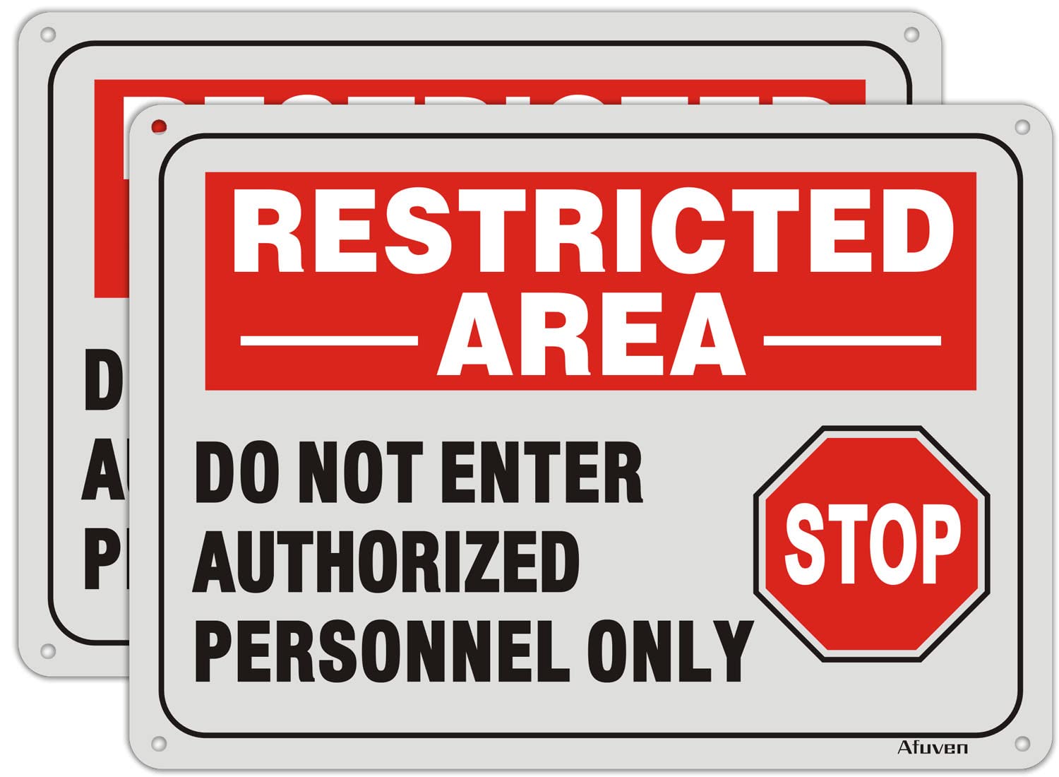 Restricted Area Signs Authorized Personnel Only Sign No Admittance Sign Metal 25 x 18 cm Stop Do Not Enter Signs Reflective Rust Free Aluminum UV Printed Easy Mounting Outdoor Indoor Use 2 Pack