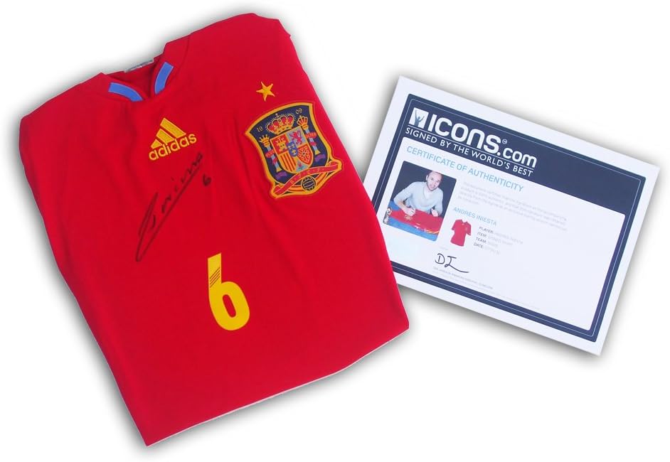Amazon Icons アンドレス イニエスタ直筆サイン入りユニフォーム スペイン代表11 Icons Memorabilia スポーツ アウトドア