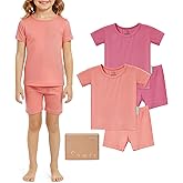 SuperSoft Short Sleeve Toddler Pjs Set, 4-Piece Bamboo Viscose Unisex Sleepwear, Baby Boys Girls Sung Fit Summer Clothes