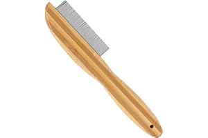 Wooden Handle Dandruff Comb, Extra Fine Tooth Comb with Metal Pick Multifunctional Flea Lice Grooming Comb for Kids Adults Do