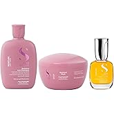 Alfaparf Milano Semi di Lino Moisture Shampoo, Hair Mask for Dry Hair and Cristalli Liquidi Hair Oil Serum (15ml) - Moisturizing Sulfate Free Shampoo - Hydrating Hair Mask