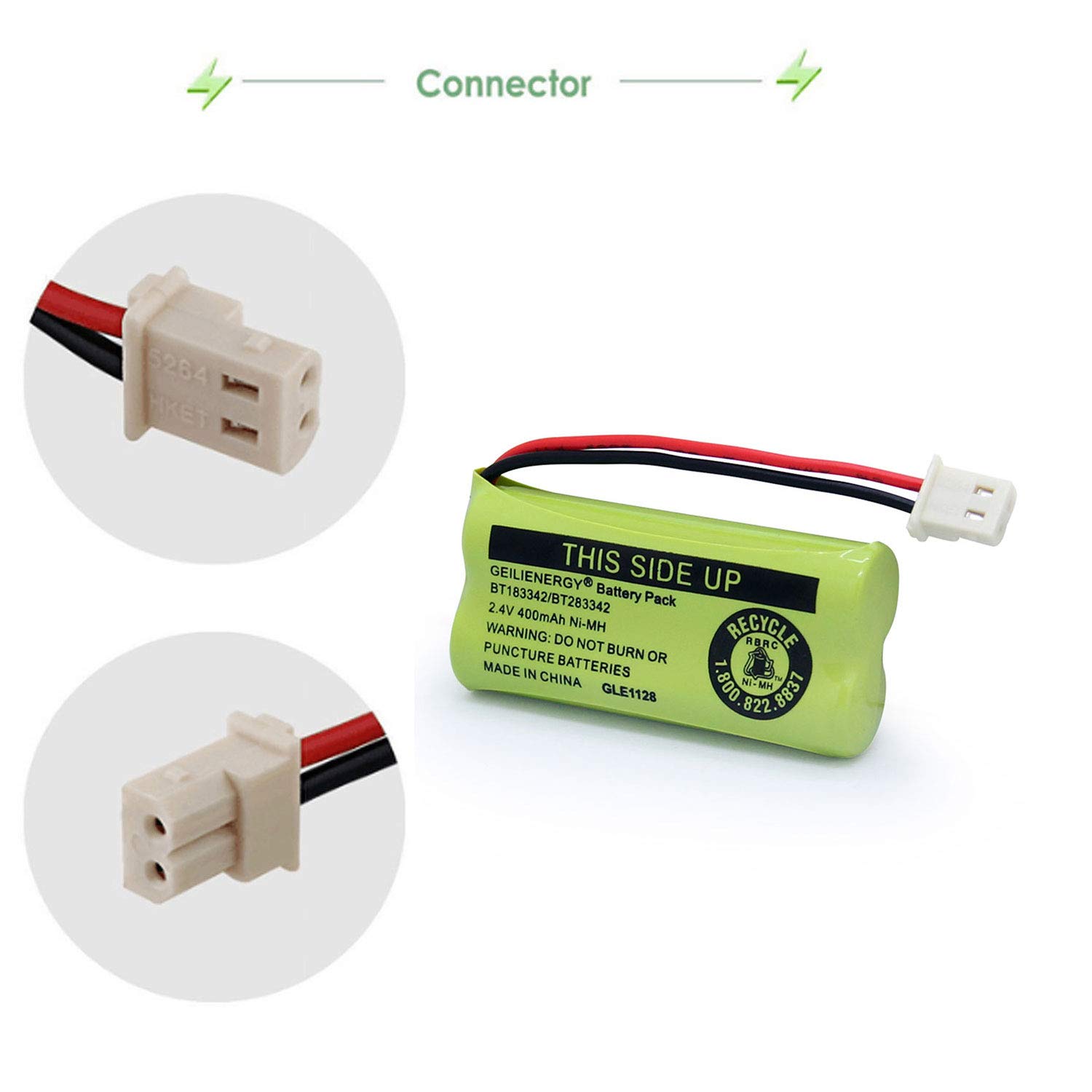 GEILIENERGY BT162342 BT262342 Battery Compatible with BT183342 BT283342 BT166342 BT266342 Vtech CS6114 CS6419 CS6719 with AT&T EL52300 CL80112 CS6719-2 Cordless Handsets (Pack of 4)