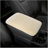 AUKEPO Fleece Center Console Armrest Cover with Elastic Bands, Beige | breathable surface, non-slip backing, washable care, fits most cars, SUVs, and trucks, car interior accessories