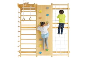 Avenlur Walnut 9-in-1 Swedish Ladder Wall Gym Set