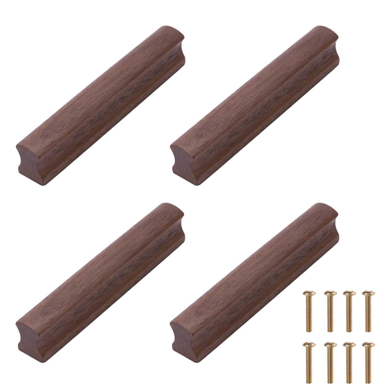 NAKUPENDA 4Pcs Cabinet Handle Wooden Drawer Handle Furniture Door Handles Door for Cabinet Cupboard Wardrobe 96x130mm (Black Walnut)