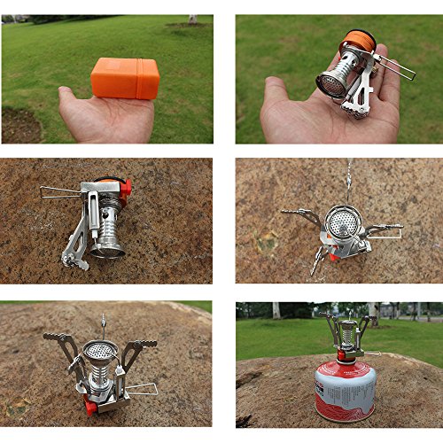 KingTo Portable Ourdoor Camping Stove, Mini Cooking Stoves Integrated Windproof Gas Stove,3000W Electronic Camping Stove with Box