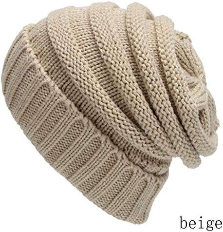Beanie Hat, Unisex Solid Color Oversized Casual Classic Knit Beanie Hat Warm Winter Hat