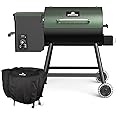 Wood Pellet Grill & Smoker 8-in-1 Pellet Grill with Automatic Temperature Control, & Rain Cover 456 Sq. in Area for Backyard Camping Outdoor