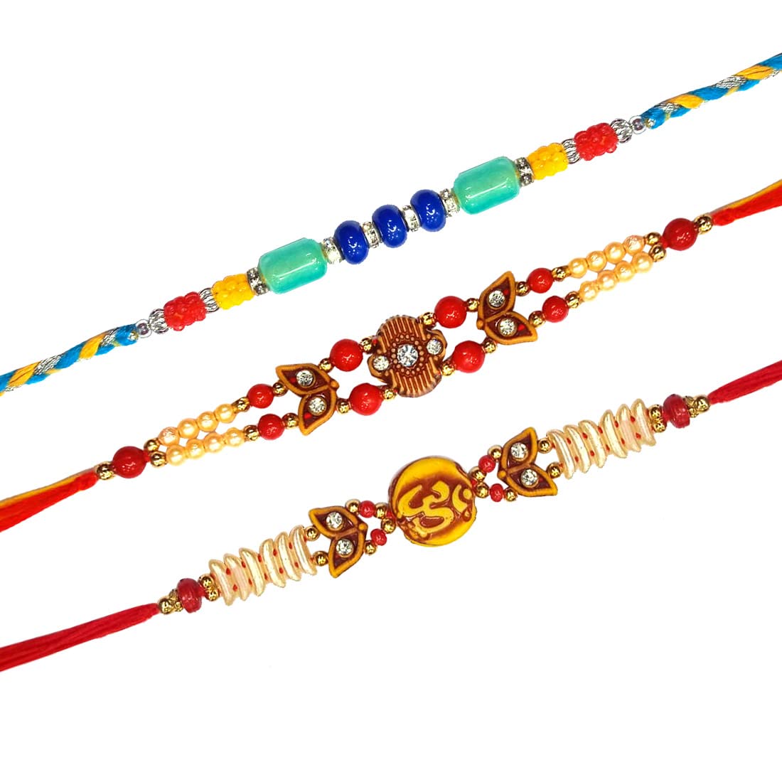 Tuelip Set of 3 Handmade Rakhi for Brother, Raksha Bandhan Bracelet, Indian Designer, Latest Rakhi for Bhaiya Bhabhi