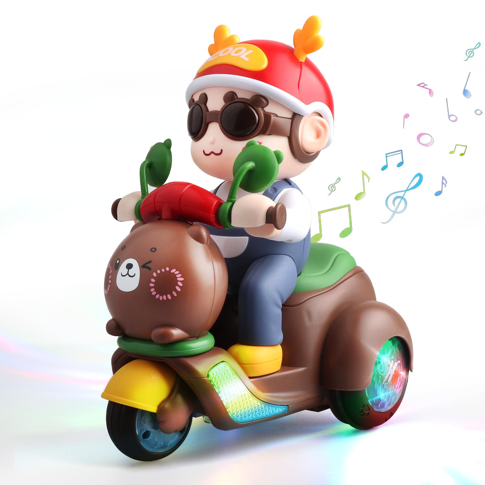 victob 360° Rotating Stunt Trike Toy Car, Electric Motorcycle Toy with Music & Lights, Gifts for Toddlers Kids Christmas Birthday Party