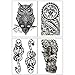 Playmax 8 Sheets of Stylish Waterproof Large Snake Koi Fish Skull Owl Wolf Mechanical Arm Devil Biker Gym Lover Body Arms Shoulders Chest Back Temporary Tattoo Stickers for Teens Guys Boys Men