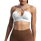 Aoxjox Women's Workout Sports Bras Jamie Deep V Fitness Training Gym Bra Yoga Crop Tank