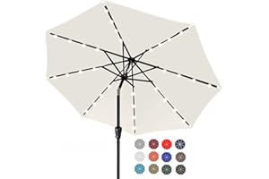 ABCCANOPY Durable Solar Led Patio Umbrellas with 32LED Lights 7.5FT (Light Beige)