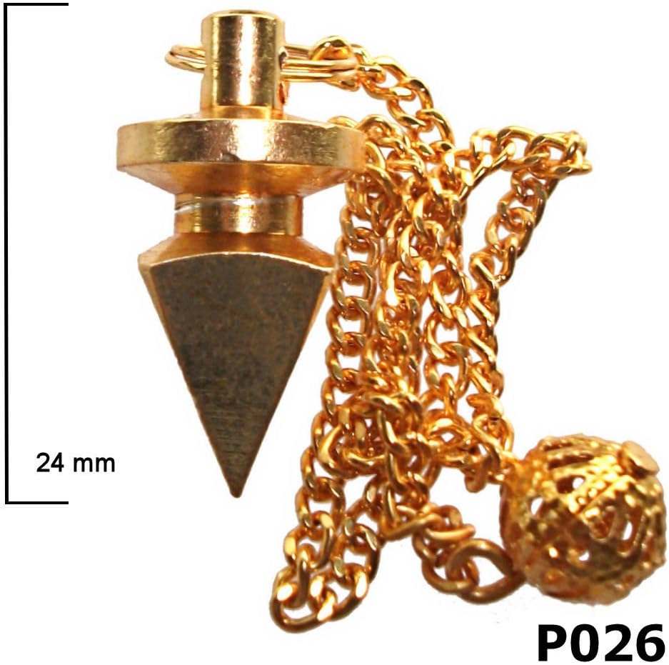 Green Cross Toad Egyptian Metal Dowsing Pendulum with Keepers Pouch for Reiki Healing and Divination (P026, Gold)
