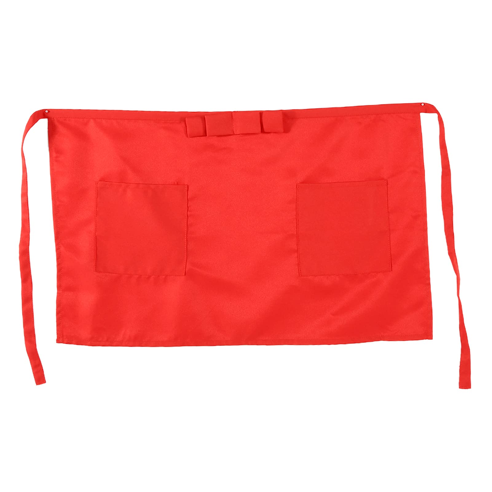 FILFEEL Waist Apron, Half-Length Short Apron Unisex Bowknot type With Pockets for Bar Waiter Waitress(Red)