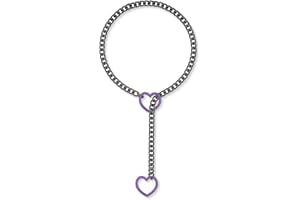 ADEMISHIA Womens Slip Chain Necklace With Heart O-ring, Handmade Punk Rock Cuban Chain Lariat Y-Necklace Adjustable Long Chain Collar Jewelry