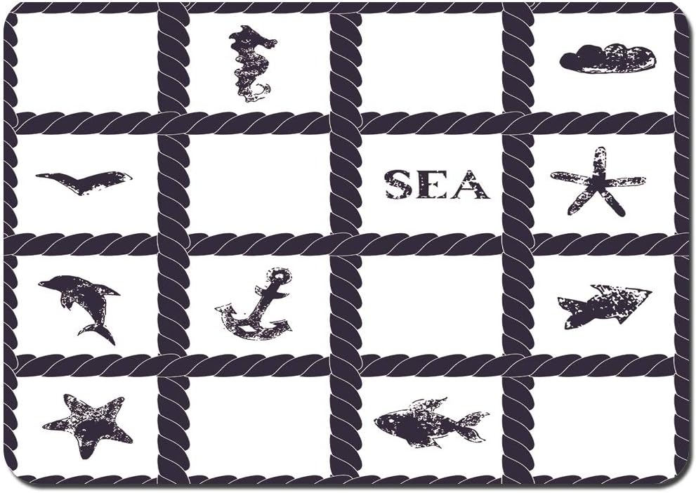 YANAIX Badematten,Elemente im Ozean, Delfine, Seesterne, Seepferdchen