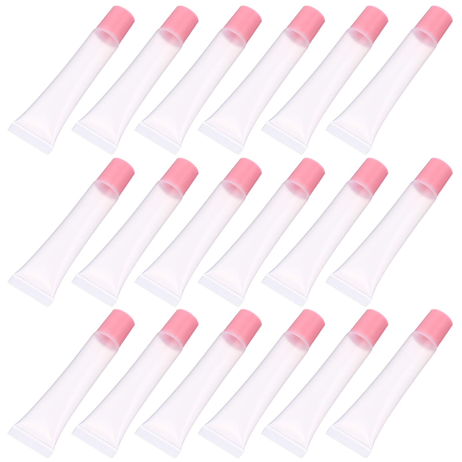 FRCOLOR 50Pcs 15ml Empty Lip Gloss Tubes- Refillable Lip Gloss Squeeze Tubes Clear Lip Gloss Container for DIY Cosmetics (Pink)