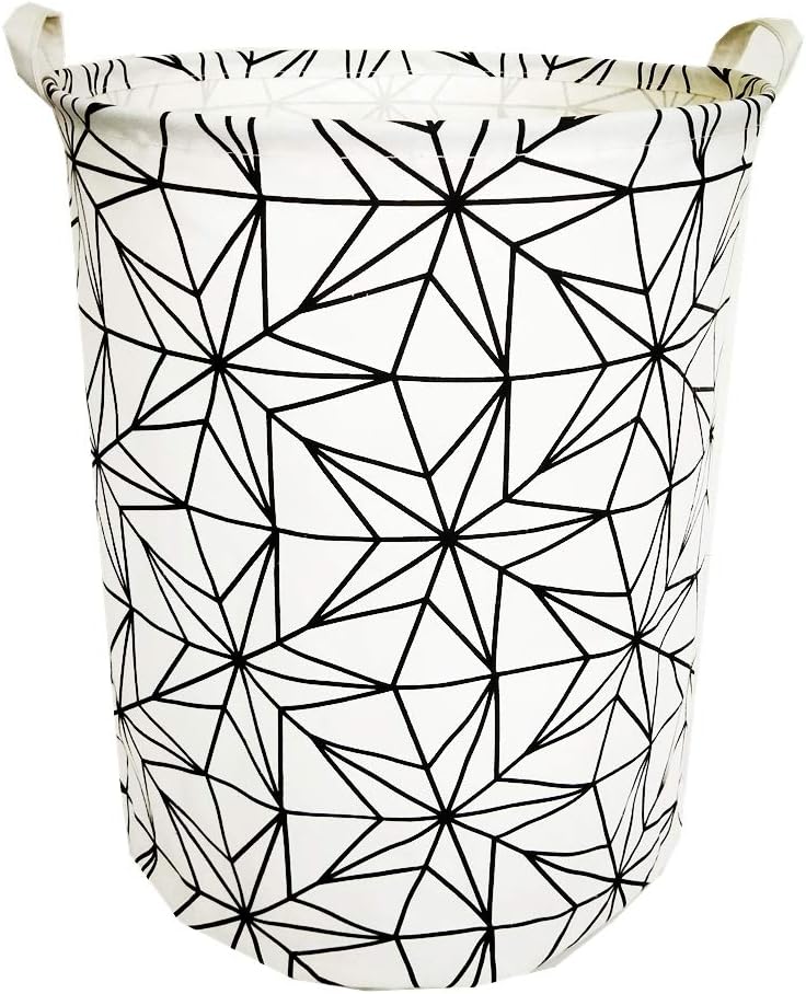 TIBAOLOVER 19.7"Large Sized Waterproof Foldable Laundry Hamper Bucket,Dirty Clothes Laundry Basket, Bin Storage Organizer for Toy Collection,Canvas Storage Basket with Stylish Design（Black Stars）