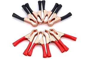 URBEST 30Pcs Black Red 50A Spring Loaded Car Auto Battery Cable Insulated Alligator Clamp Clips