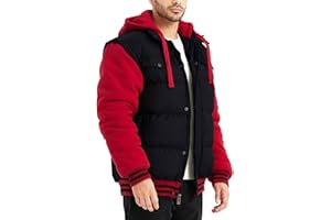 BEST SOUTH Men's Hooded Winter Coats Water Resistant Warm Thicken Insulated Full Zip Windproof Jackets with Pockets