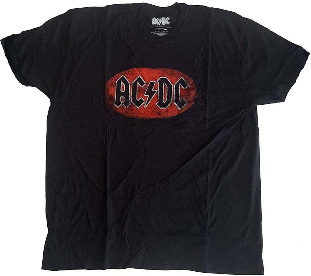Black AC/DC Oval Logo Vintage Oficial Camiseta para Hombre Amazon.es