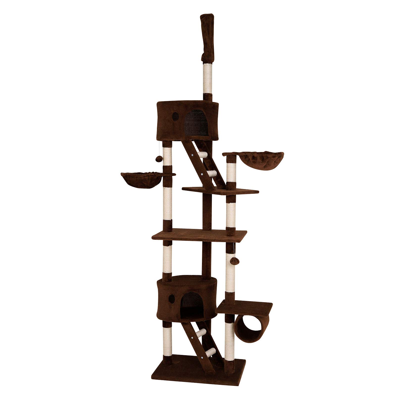 lionto dibea Cat Tree Activity Centre High Ceiling Scratching Post, 240 to 260 cm, Brown