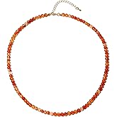 Lightock Simple Choker Necklace for Women Real Stone and Crystals Necklaces 4mm Beaded Choker Jewelry Meditation Gift for Women (16"+2")