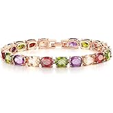 CiNily Created Blue White Fire Opal/Mystic Clear Crystal Bracelets for Women 18K White Gold Plated Big Round or Oval Shape Gems Bracelet Jewelry Gifts