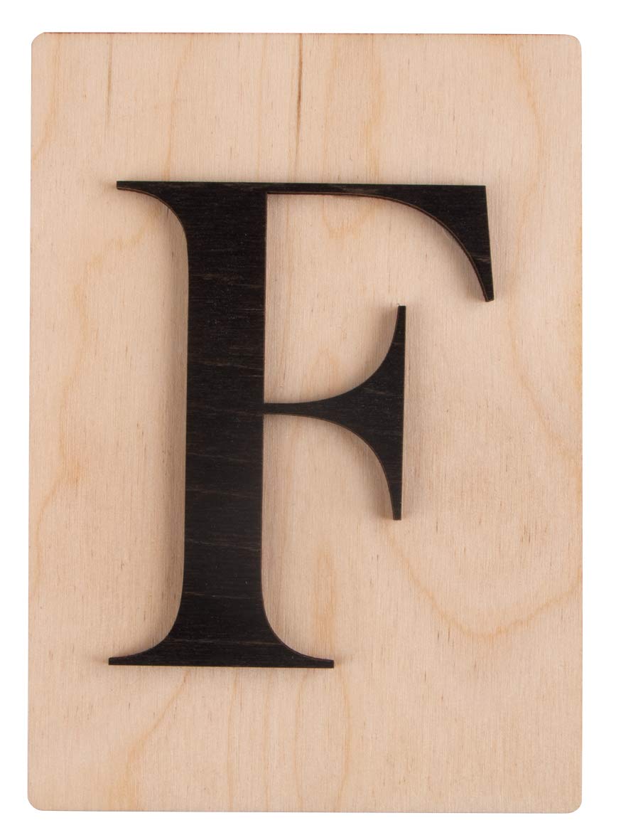 Rayher 63097576 Large Wooden Letter Tile for DIY Wall Art, Letter F for Names, Words, Crafts and Wall Decoration, 10.5 x 14.8 cm