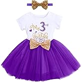 ODASDO Baby Girl Toddler Kids 1st / 2nd / 3rd Birthday Party Dress Short Sleeve Princess Tulle Dress with Headband