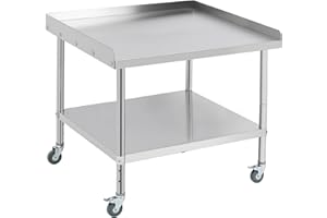 GarveeTech Stainless Steel Grill Stand Table - 36x30x30 Inches, 660 LBS Heavy-Duty Capacity, NSF Certified, with Movable Wheels & 2" Edge Baffle for Home, Commercial Restaurant Kitchen, Hotel