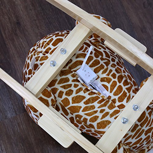 Peach Tree Rocking Horse Giraffe Rocker for Baby Ride on Giraffe Plush Wooden Riding Rocker with Sound, w/Seat Belts - Thumbnail 6