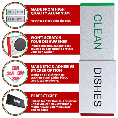 Glide Signs Dishwasher Clean Dirty Sign Premium Metal