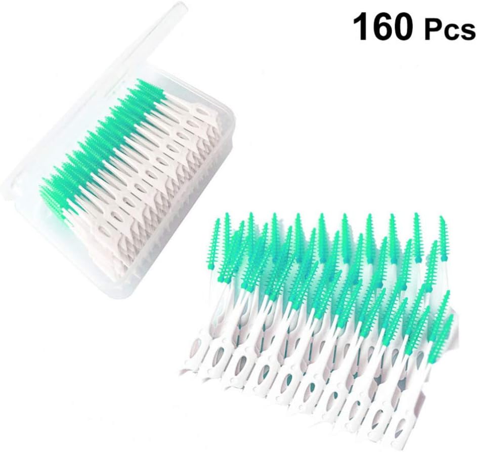 SUPVOX Interdental Brushes Dental Floss Sticks Portable Oral Tooth Clean 160pcs (Light Green), 160 count (Pack of 1) - Image 3