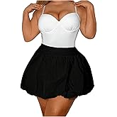 OYOANGLE Women's Plus Size High Waisted Bubble Skorts Y2K Ruffle Hem Puffy Skirt Shorts