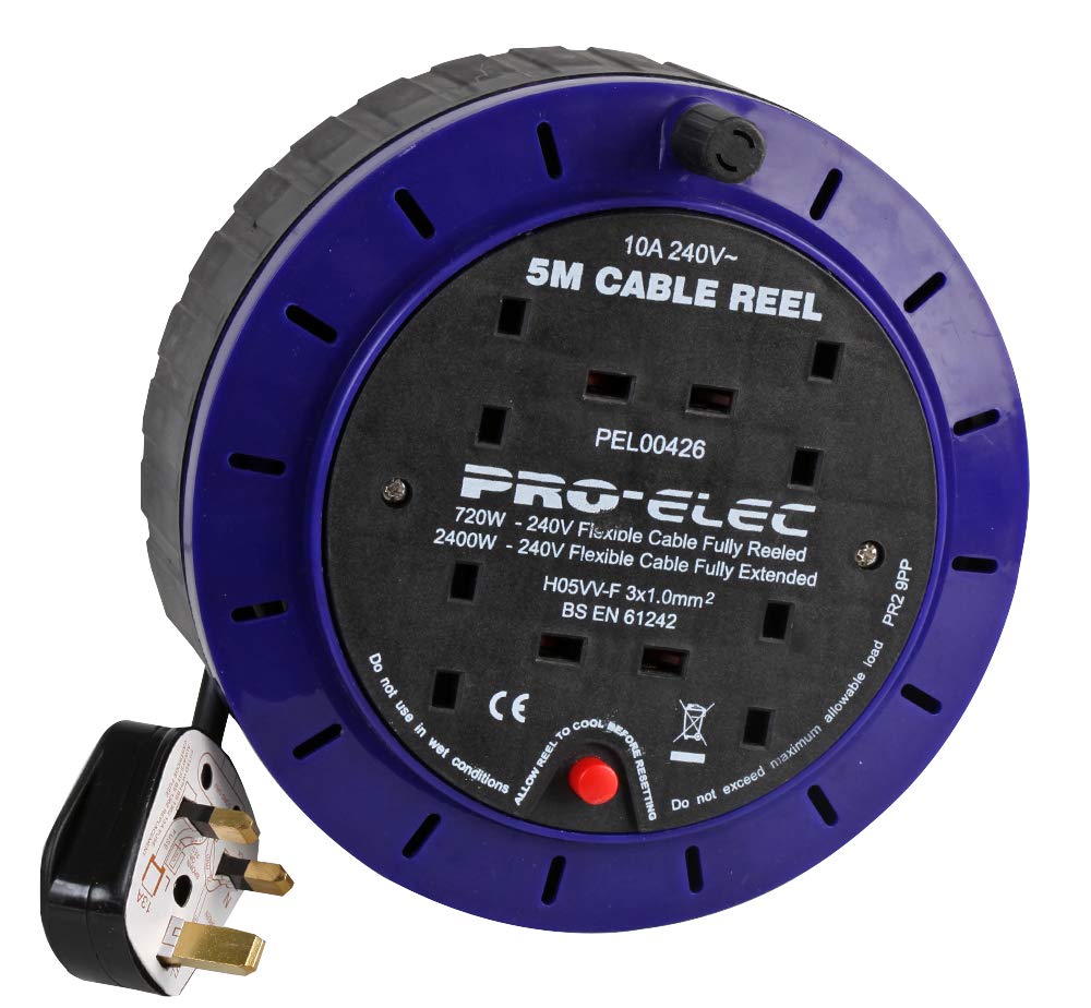 Pro Elec PEL00426 4 Socket Cassette Reel, 10A, 5 m