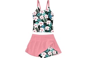 ALISISTER Girls Tankini Swimsuit Two Piece Bathing Suits Summer Beach Swimwear with Shorts for 7-12 Years