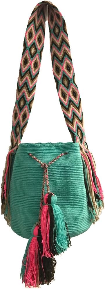 BRAND NEW - Colombian MOCHILA WAYUU - Handbag - Crossbag - Finest Quality - 100% Hand Made - Multicolor - Shoulder - Crossbody - Bag - Woven - Ethnic - Bucket - Style - La Guajira