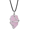 Rose Quartz Necklace - Rose Quartz Crystal Necklace | Crystal Necklace Gifts For Women - Spiritual Moon Stone - Crystal Pendant | Healing Crystals And Stones Necklace - Positive Gemstones for Life