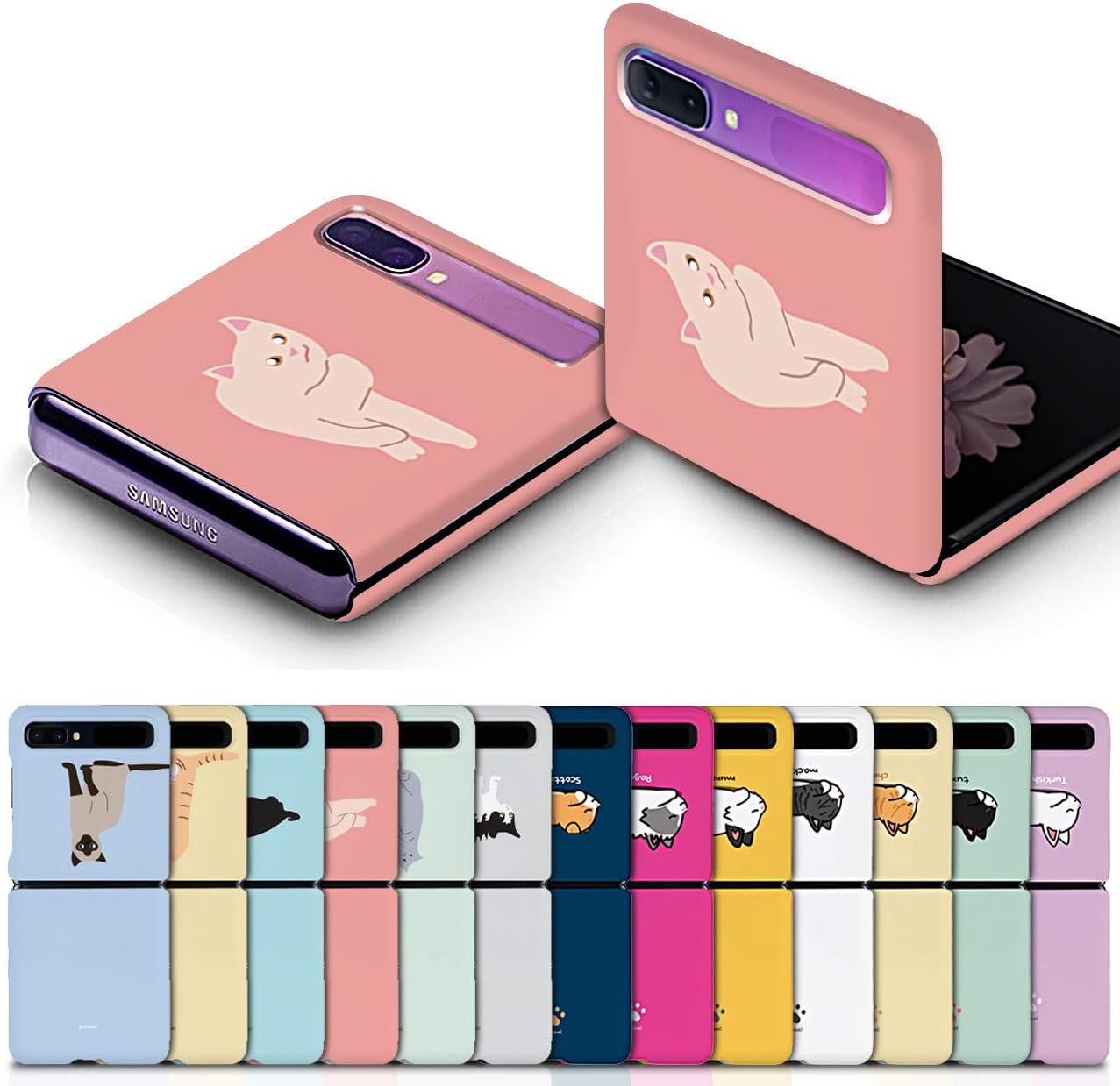 for Samsung Galaxy Z Flip Case Custom Cat Design Character Slim Hard Polycarbonate Shell Cover