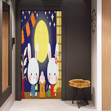 Amazon Com Onefzc Front Door Sticker Anime Little Bunnies
