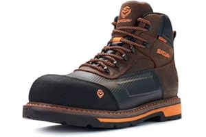 SUREWAY Men's 6" Soft/Composite Toe Heavy Duty Waterproof Work Boot GoodyearWelt Oil/Slip Resistant Dual-Density Comfortable Outsole Crazy Horse Leather EH Construction Industrial Safety Work Boots