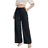 KICZOY Casual Women's Wide Leg Summer Pants High Elastic Drawstring Waisted Cropped Loose Trousers
